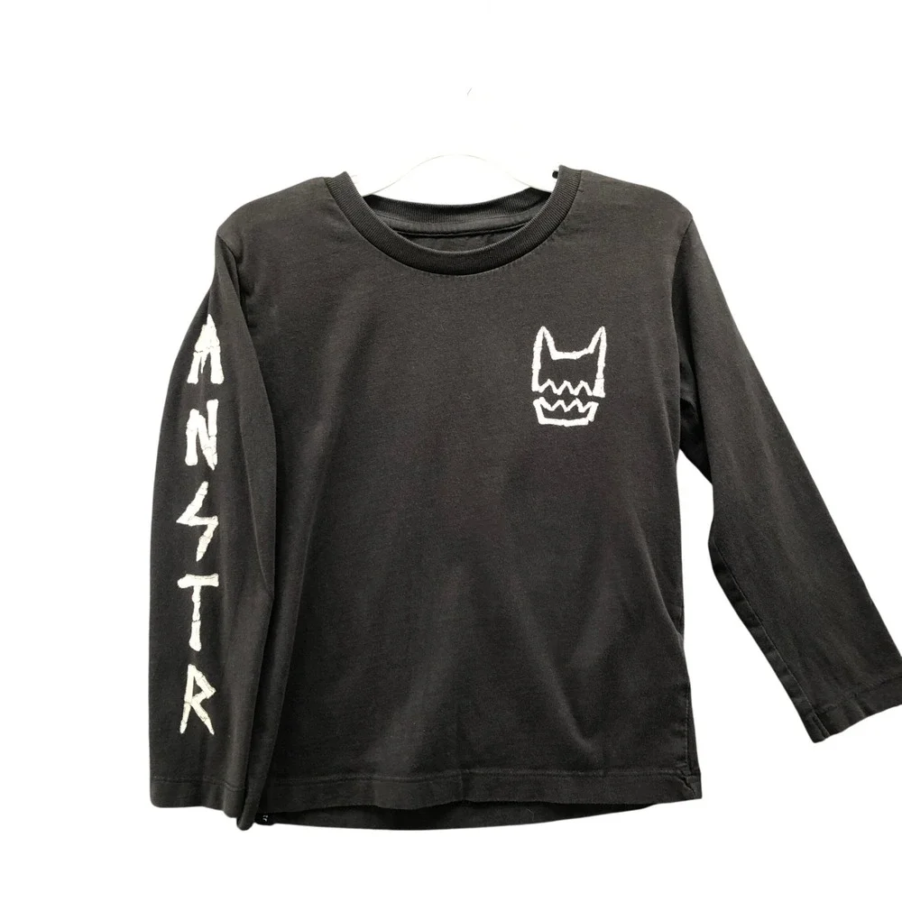 Munster Kids 3T‎ Long Sleeve Graphic T-Shirt Gray Crewneck Cotton